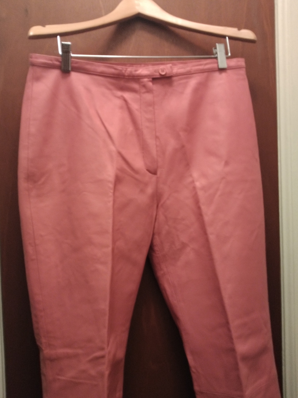 Newport News Dusty Rose Genuine Leather High Waisted Trousers